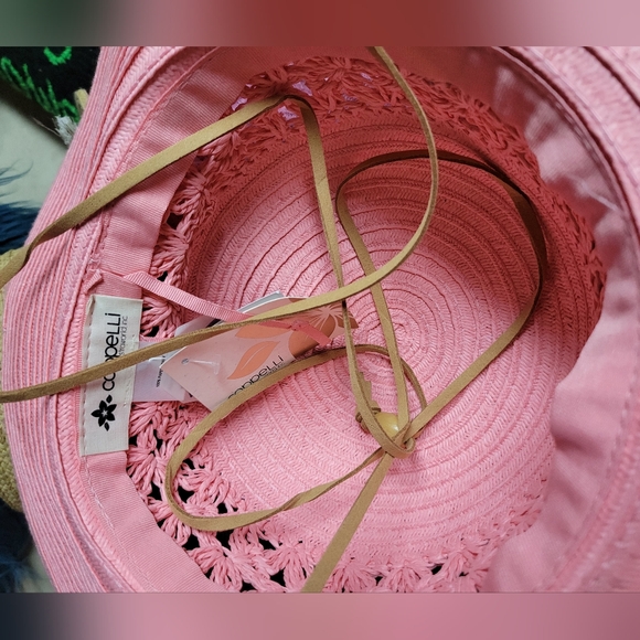 NWT pretty Cappelli sunhat with drawstring adjustable-salmon pink - Picture 5 of 6
